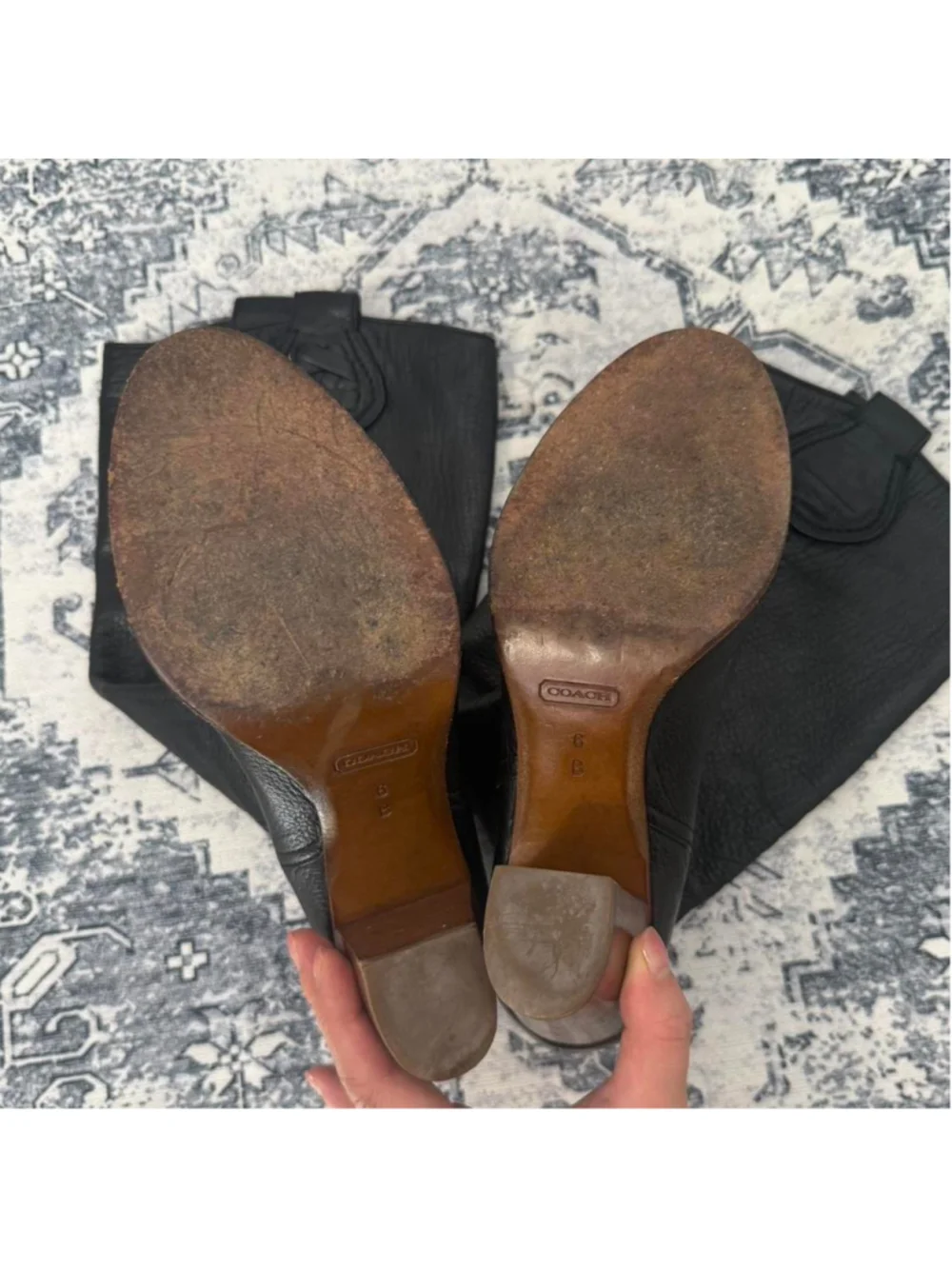 Coach Selena Black Leather Boots - Size 6 - Picture 3 of 9